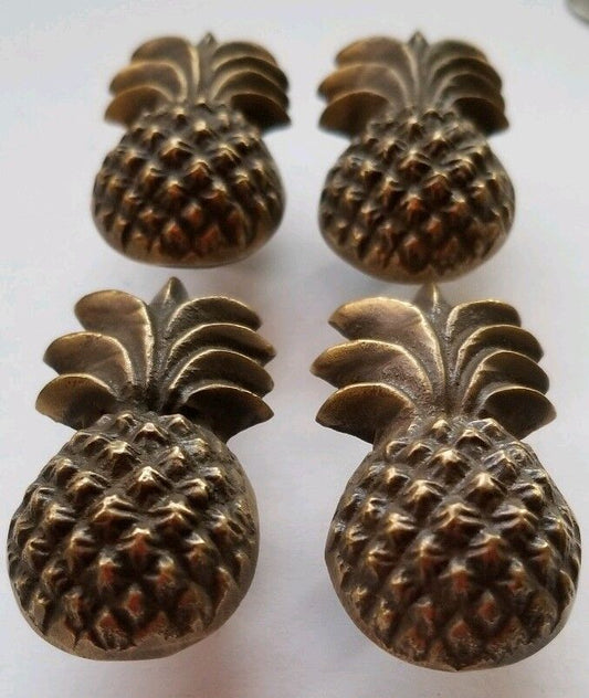 4 pieces Solid Brass Tropical PINEAPPLE Cabinet Drawer Handle Knob Pulls #K17