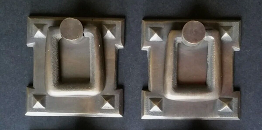 2 Arts and Crafts antique style brass handles pulls hardware 2 1/16" #H38