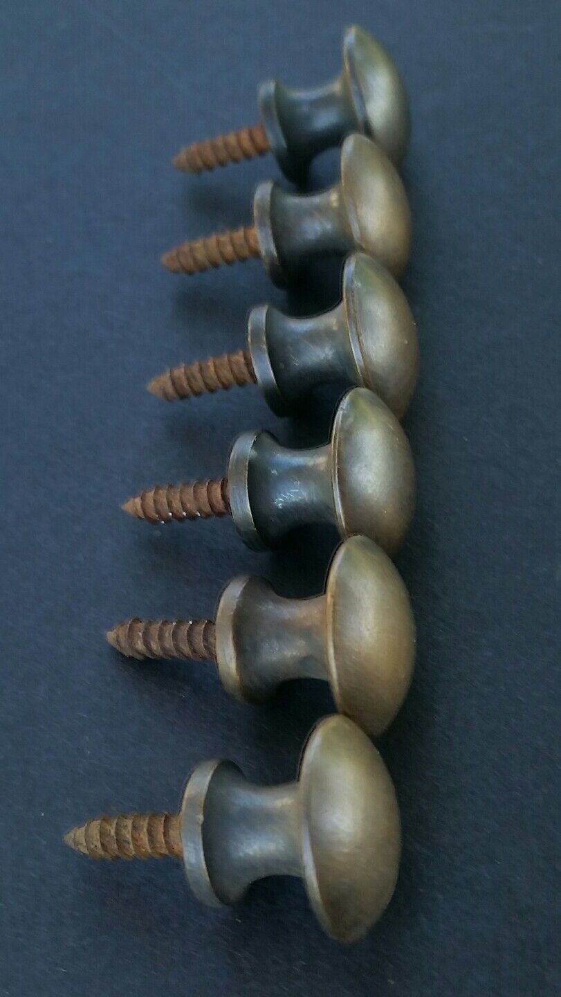 6 Solid Brass Stacking Barrister Bookcase 5/8" Round Knobs Pulls Handles #K2