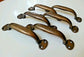 6 Solid Brass Ant. Style File Cabinet Trunk Chest Handles Pulls 5-1/2" wide #P1