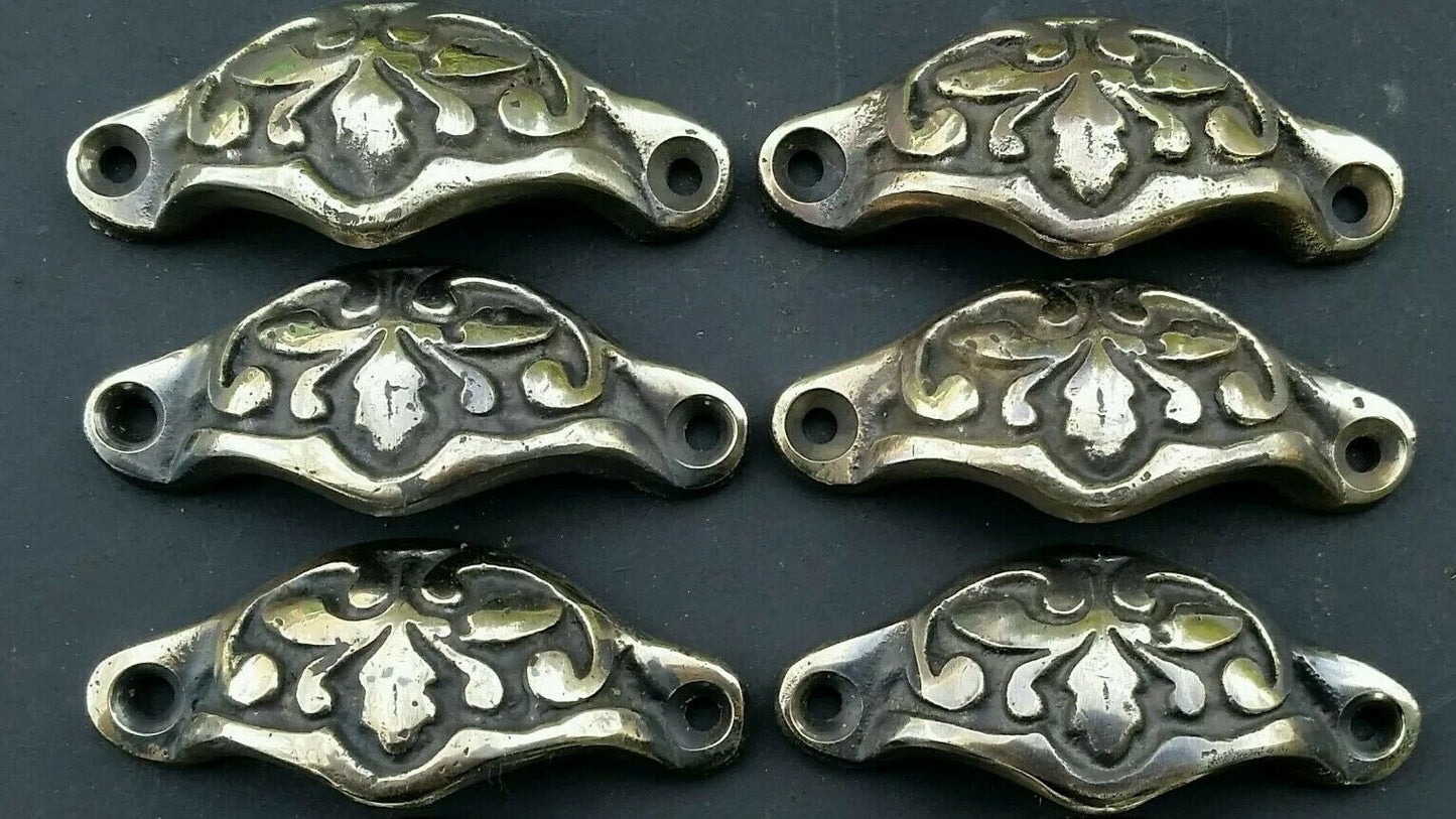 2 Antique Vict. Style Apothecary Drawer Bin Pull Handles "POLISHED" 2-3/8"c. #A3