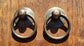 2 x  Rustic Antique Style Brass Round Ring Pull Handles 1" round backplate #H17