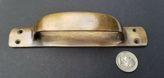 2 Antique Style Solid Brass Large Gate Cabinet Trunk Chest Handles 6-3/8"w #P18
