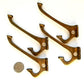 4 Arts and Crafts Mission Antique Style Coat Hat double hooks 4" brass #C7