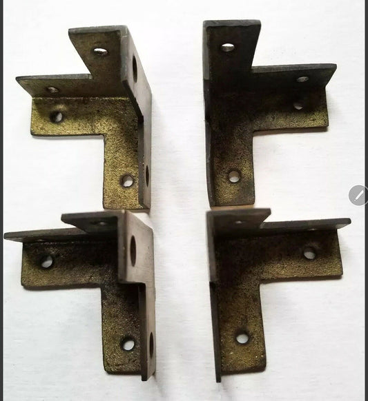 4x Industrial Antique Style Solid Brass Box Chest Corner Bracket, Brace pcs. #X3