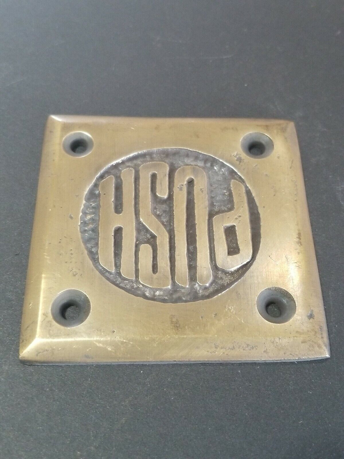 Art Deco Door PUSH sign plaque Rare Unique Antique Style solid brass 2-1/2" #F9