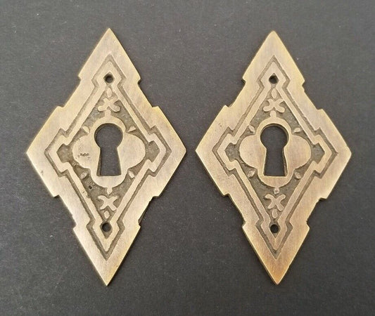 2 Vintage Antique Style East Lake Victorian Escutcheons Key Hole Covers 2" #E23