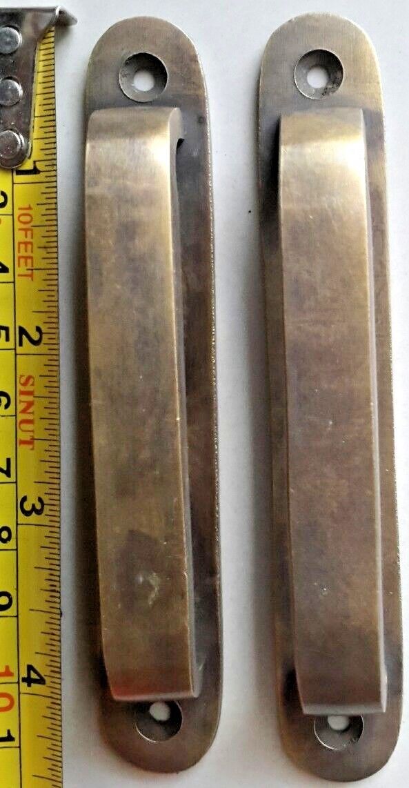2 Ant. Style Brass Trunk Handles Drawer pulls Cabinet Chest 3-15/16"ctr  #P14