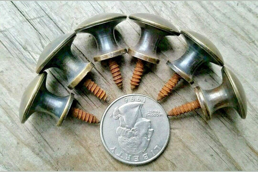 6 vtg. Antique style Solid Brass Stacking Barrister Bookcase 3/4" Knob pull  #K1