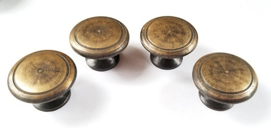 4 Solid Brass Cabinet Cupboard Drawer Round Knobs Pull Handle 1-3/16" dia. #K21