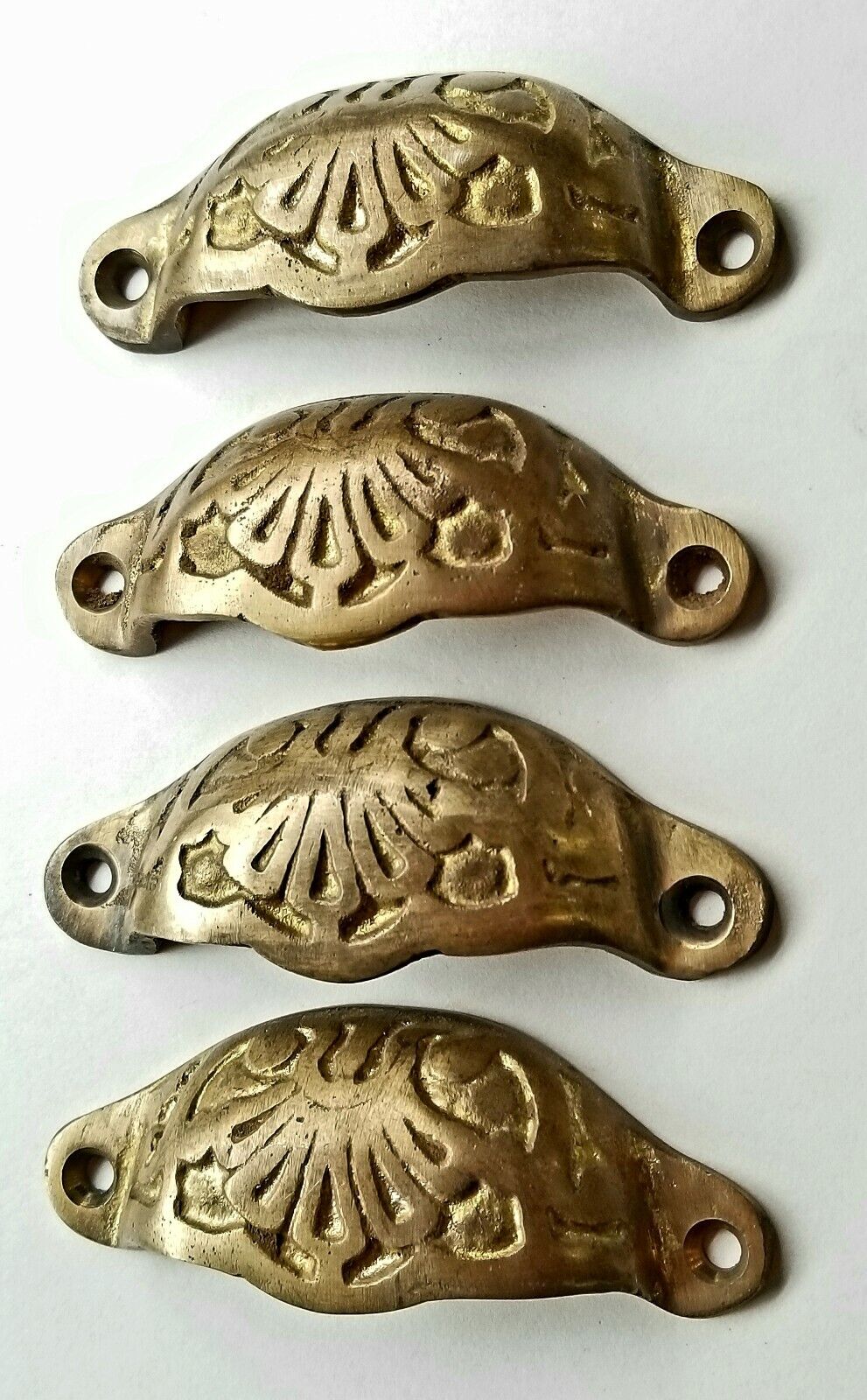 4 Apothecary Drawer Cup Pulls Handles Ant. Victorian Style Solid Brass 3"c. #A20