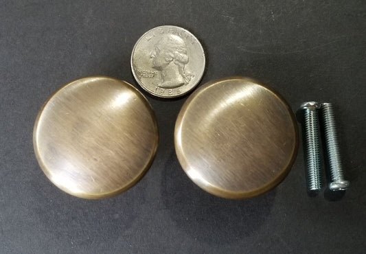 2 x Solid Brass Cabinet Cupboard Drawer Round Knobs Pull Handle 1-3/8" dia. #K27