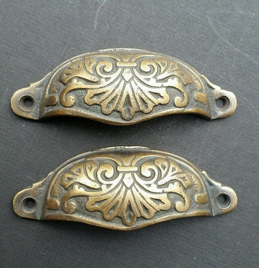 2 Ornate Apothecary Cabinet Drawer Cup Pull Handles Victorian Style 3-1/2"c #A1