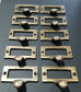 10 Solid Brass Library Card File Holder Handles Antique Style 2-1/8" wide #F2
