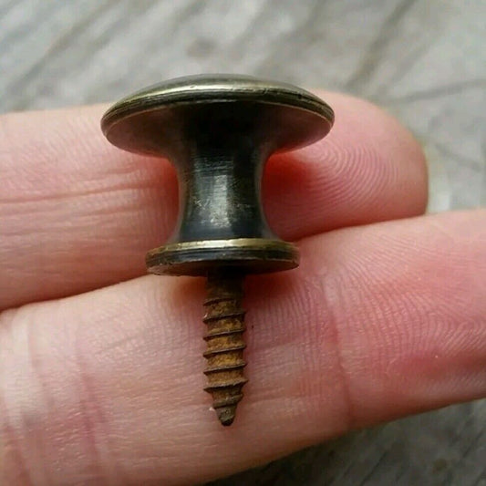 1 x Solid Brass small Round Barrister Bookcase screw-in Knob 3/4" dia. #K1