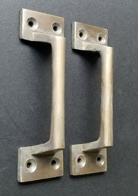 2 Antique Style Solid Brass Drawer File Cabinet Trunk Chest Handles 4-3/8"w #P13