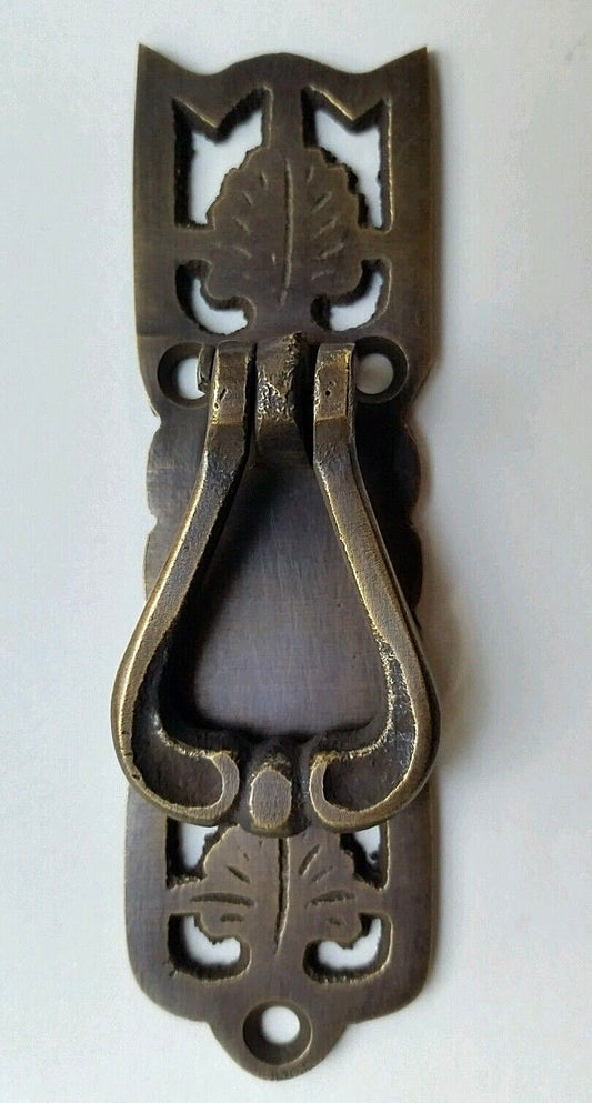 4 Ornate Leaf Vict. Style Brass pendant Handle drawer pulls 3-3/8" #H21