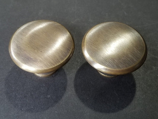 2 x Solid Brass Cabinet Cupboard Drawer Round Knobs Pull Handle 1-3/8" dia. #K27