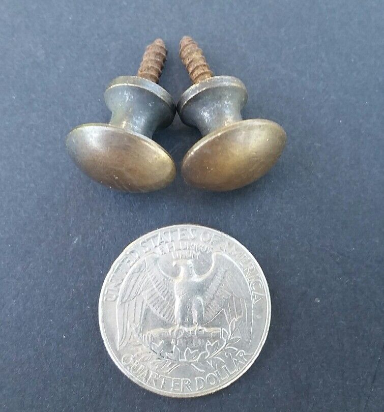 Pair (2) Solid Brass Stacking Barrister Bookcase Hoosier 5/8" Knobs Pulls #K2