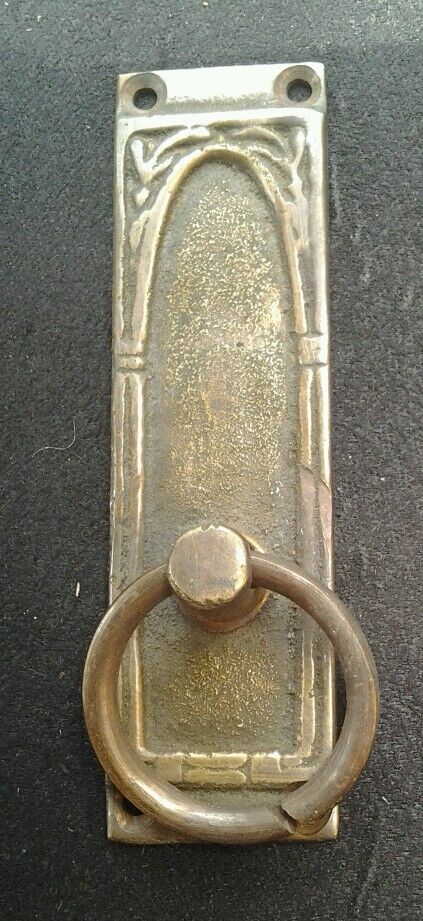 2 vintage antique brass handles ring shaped and ornate 3-3/8"tall x 1"wide #H36