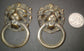 2 Ant. Style Solid Brass Lion Head Ring Pulls Handles  2-5/8" tall overall #H13