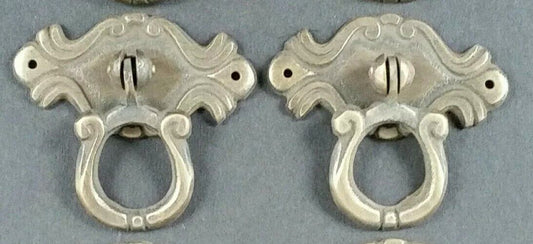 2 x Ornate Victorian Antique Style Brass Ring Pull Handles 2-1/8" #H16