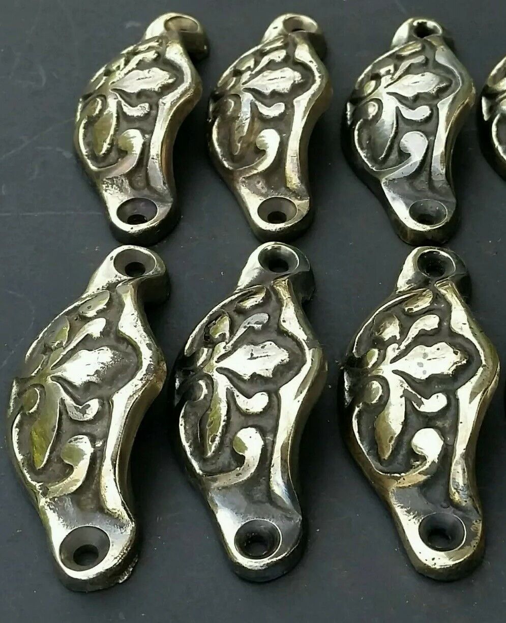 6 Antique Vict. Style Apothecary Drawer Bin Pull Handles "POLISHED" 2-3/8"c. #A3