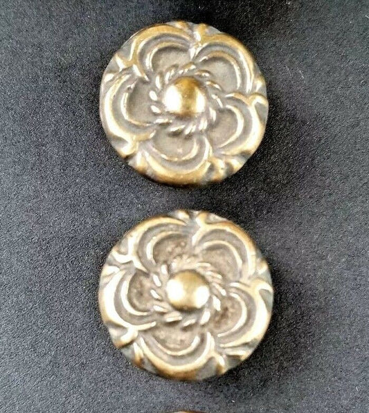 2 Antique Vintage Style French Provincial Brass Floral Knobs Pulls Handles #K19