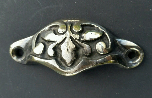 10x Antique style Brass Apothecary POLISHED Drawer Bin Pull Handles 2-3/8"c #A3