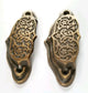 2 brass Ornate Apothecary cabinet drawer bin cup pull Handles 3 9/16" #A4