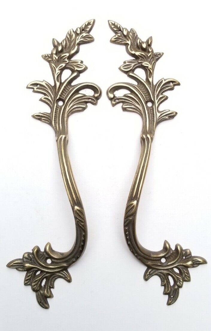 Set Brass Ornate French Prov. Louis XIV Door Cabinet Handles 9" long #P6