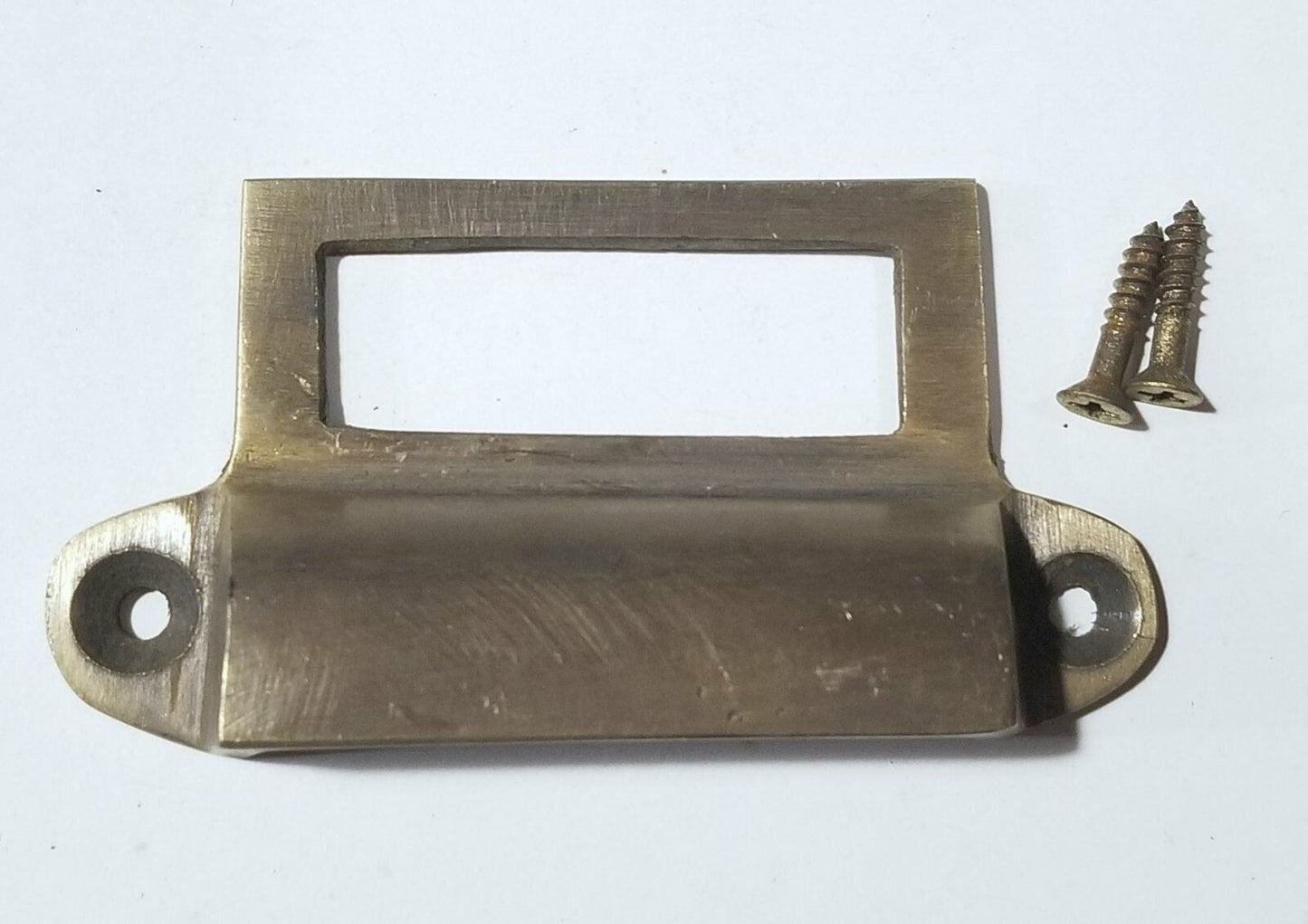 2 Antique Style Card File Cabinet Handle, File Label Holders with Cup Pull #A17