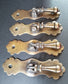4 Ornate teardrop pendant Brass Handles drawer pulls scalloped back 3 3/4" #H41