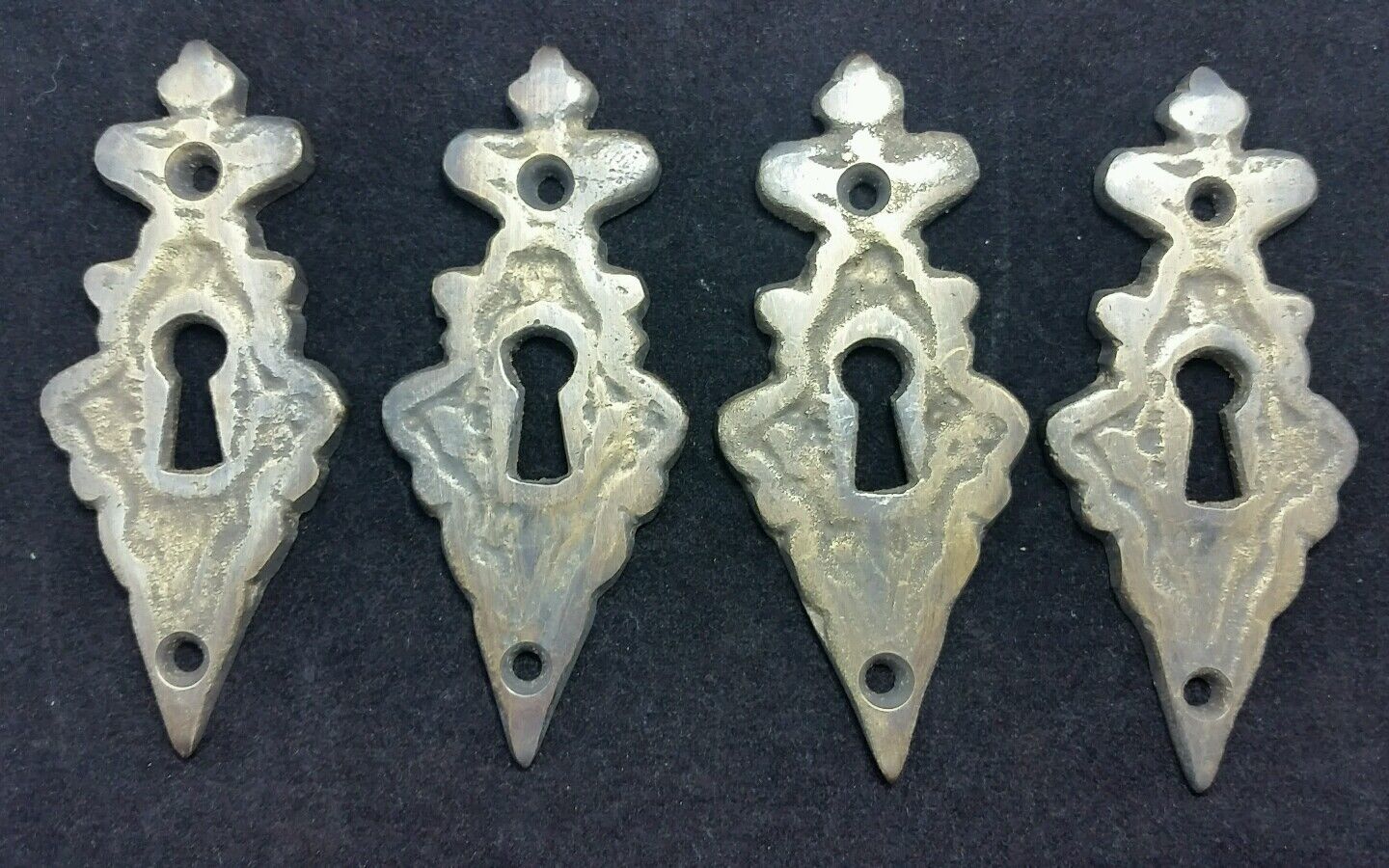 4 Vintage Antique Style Eschutcheon Keyhole Covers ornate  size 3 3/8" tall #E2