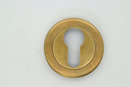 Vtg. Ant Style Escutcheon Brass Key Hole Cover Furniture Drawer Hardware 2" #E21