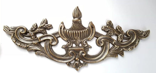 Ant. Vtg. Style FRENCH BRONZE ORMOLU FURNITURE PEDIMENT DECORATION SWAG 8"w #Z34