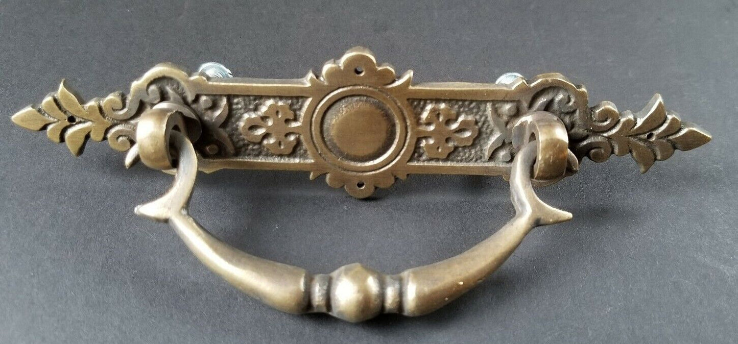 2 Antique Style Ornate Victorian Brass Drawer Handles Pulls (2-3/4" center) #H44