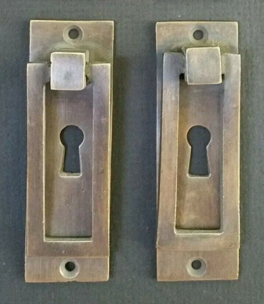 2 Antique style Arts and Crafts Mission brass handle pull #H32