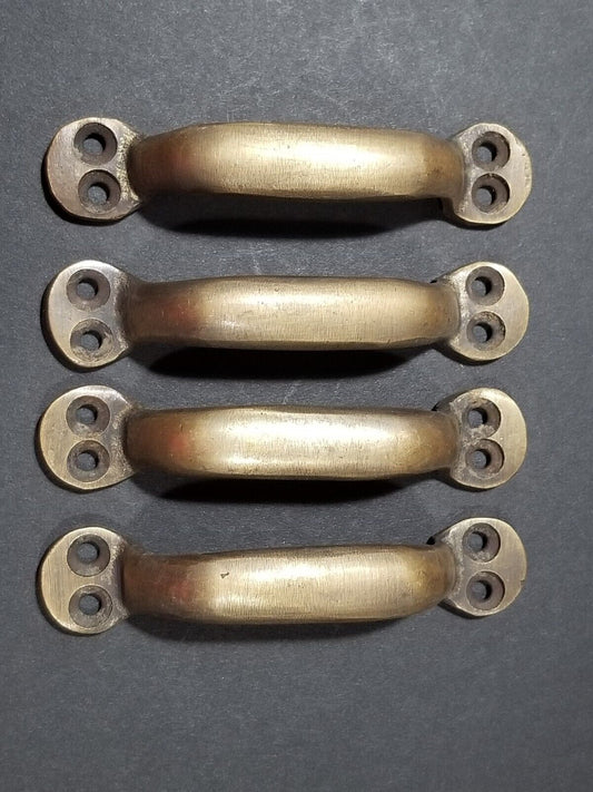 4 Solid Brass Antique Style File Cabinet Trunk Handles, 3-7/8"w. Strong #P2