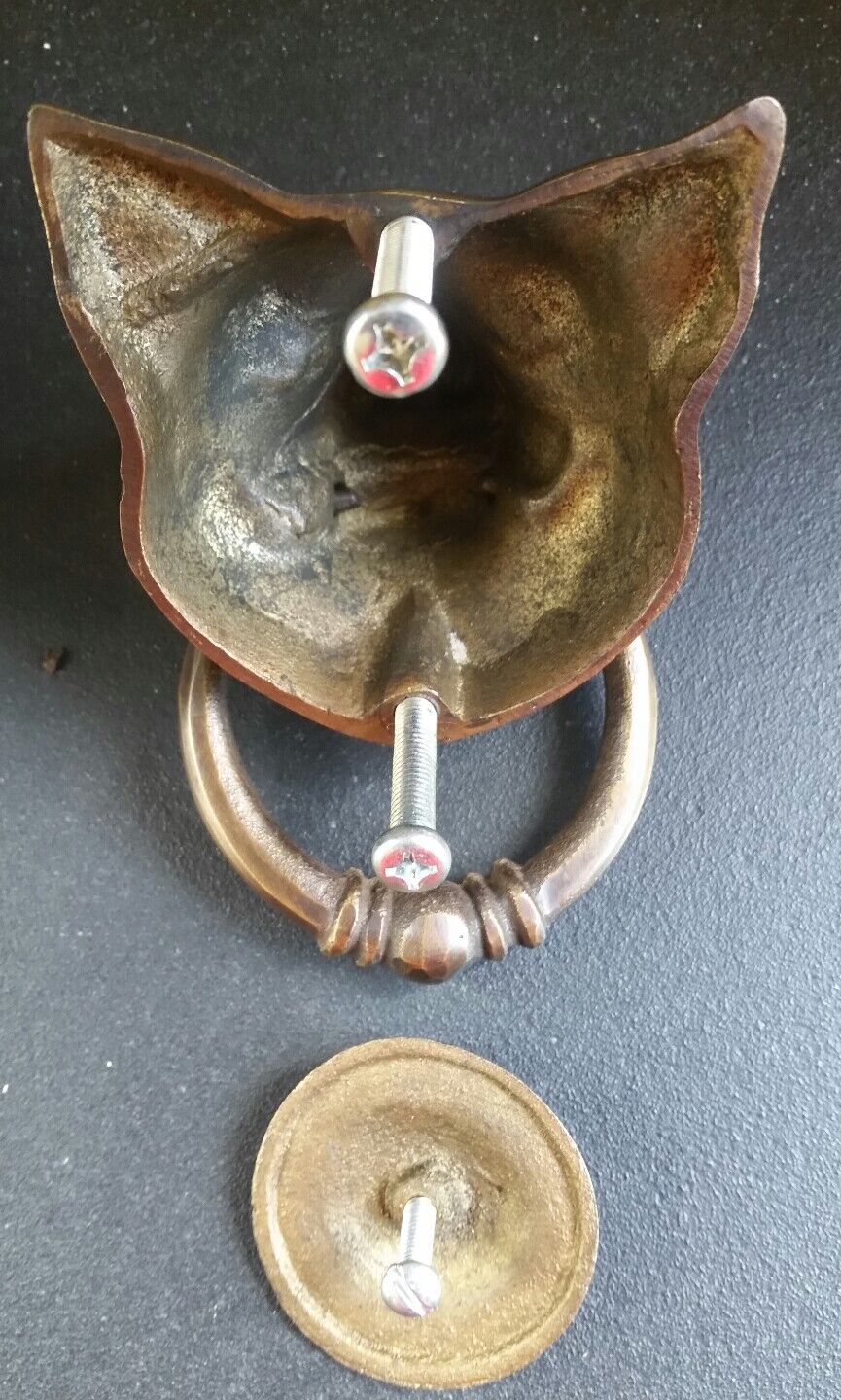 Unique PIG HEAD Door Knocker Solid Tarnished Brass 6" long #D4