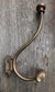 2 x Large Antique Style Solid Brass Wall Mount double Hook Coat / Hat Rack #Q10