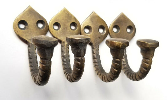 5 x Solid Brass Antique Style Single Coat Hat Towel hooks #C6