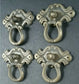 Set of 4 Ornate Victorian Antique Style Brass Ring Pull Handles 2-1/8" tall #H16
