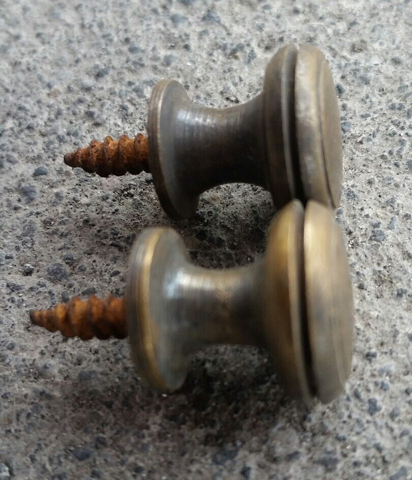 2 Solid Brass SMALL Stacking Barrister Bookcase 1/2"dia Knobs drawer Pulls #K18