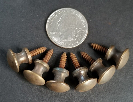 6 Solid Brass VERY SMALL Stacking Barrister Bookcase 7/16" Knobs drawer Pulls #K