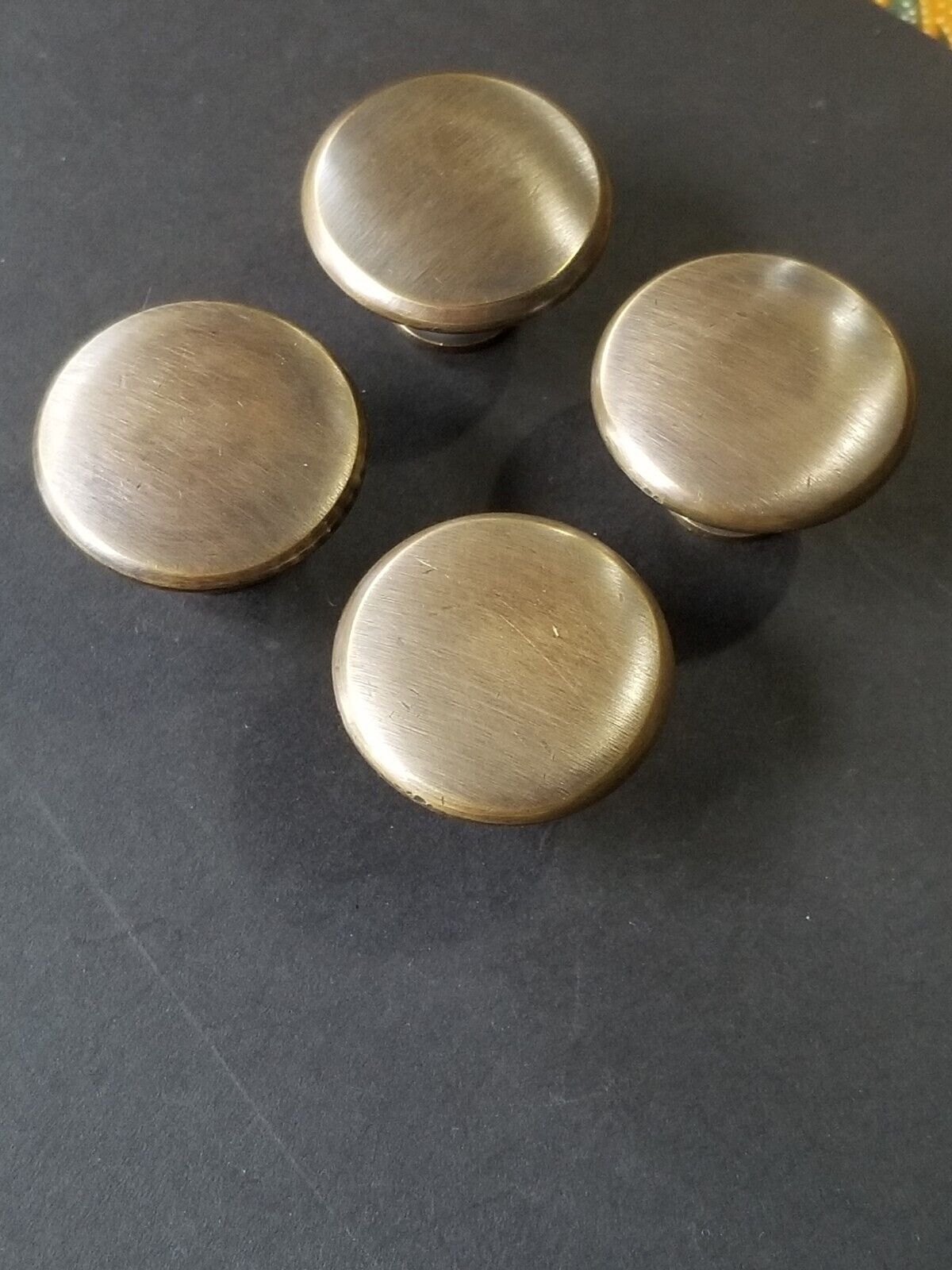 4 x Solid Brass Cabinet Cupboard Drawer Round Knobs Pull Handle 1-3/8" dia. #K27