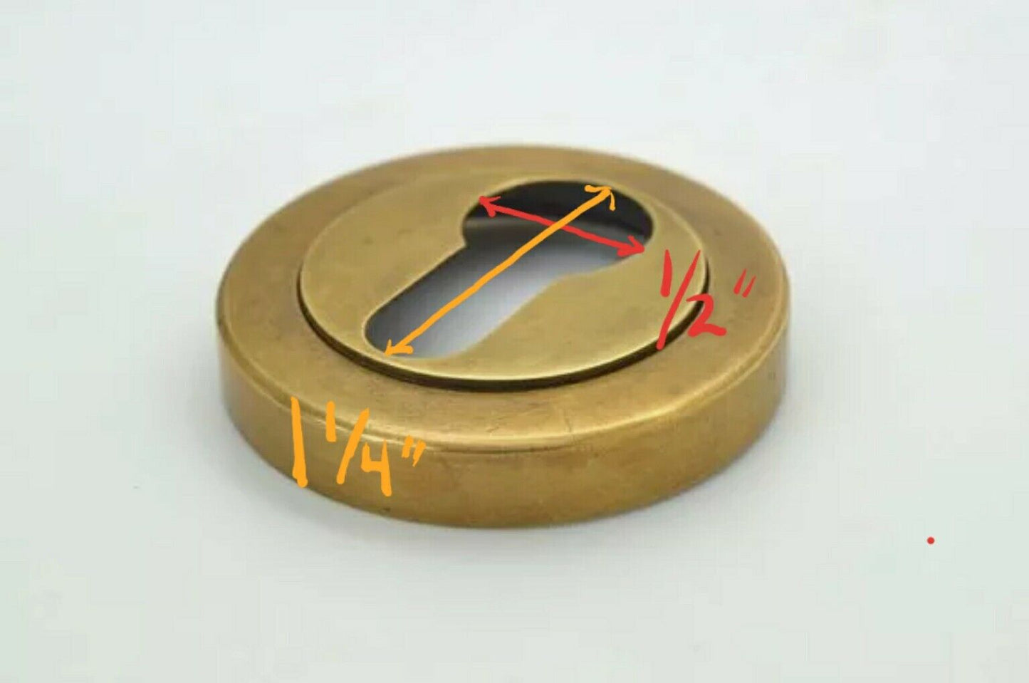 Vtg. Ant Style Escutcheon Brass Key Hole Cover Furniture Drawer Hardware 2" #E21