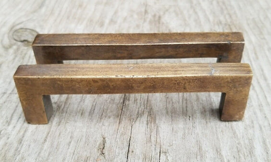 2 Solid Antique Brass Large Strong File Cabinet Drawer Handles 4-1/8"w #P16