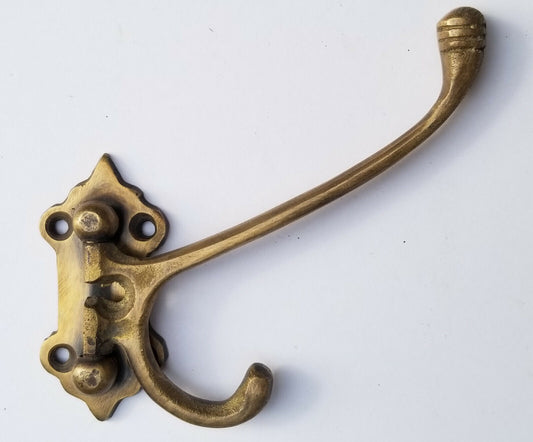 Antique Style Solid Brass Double Wall Mount 180° Swivel Coat Hat Towel Hook #C24
