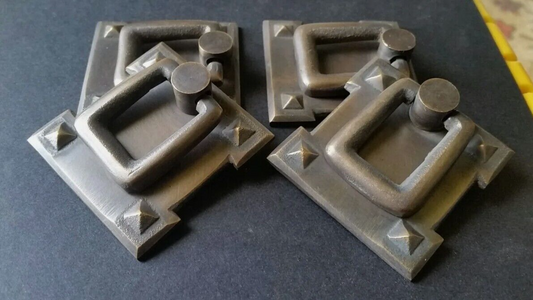 2 Arts and Crafts antique style brass handles pulls hardware  2 1/16"  #H38